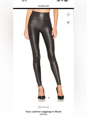 SPANX Black Faux Leather-Look Leggings